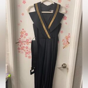 Barbara Barbara Petites Black Maxi Dress Gold Trim Size 4